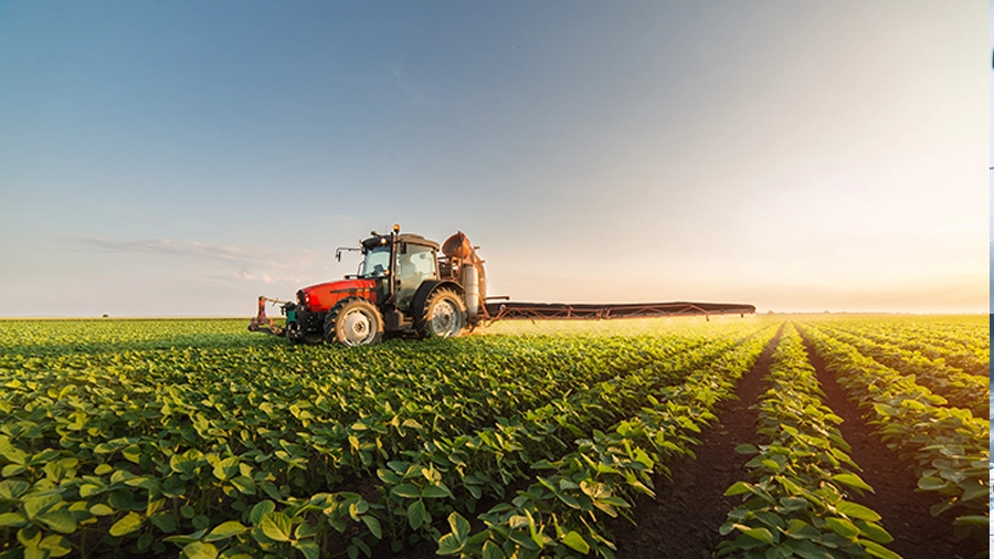 A tractor on a field